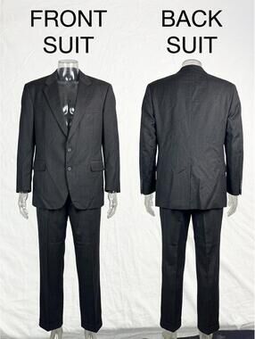 👔✨Vintage Tom James Charcoal Herringbone 2 Pc Suit Set 8861-6 ✨👔